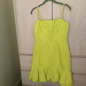 Hot Color New Karen Millen Green Dress w/ Ruffle Bottom & Spaghetti Straps